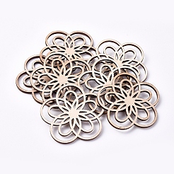 ウッドカボション  レーザーカットウッドシェイプ  花  湯通しアーモンド  49.5x49.5x1.6mm&nbsp;WOOD-TAC0003-37