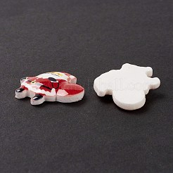 クリスマスをテーマにした不透明樹脂カボション  クリスマスサンタ  ファイヤーブリック  21.5x22x4.5mm&nbsp;CRES-P022-13
