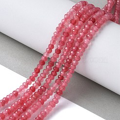 染め天然マレーシアジェイド翡翠ロンデルビーズ連売り  多面カット  サクランボ色  4x2~3mm  穴：1mm  約110~115個/連  14インチ&nbsp;G-E316-2x4mm-62