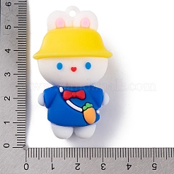 人形 PVC プラスチック ペンダント  兎  52x31x26mm  穴：3mm&nbsp;KY-S172-15D