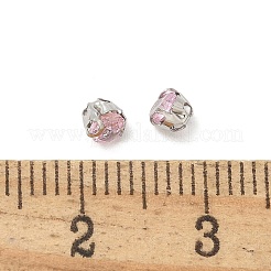 丸型ステンレススチール製プロングセッティング  キュービックジルコニアファセット付き  ピンク  3x3mm  穴：0.8mm  約300個/セット&nbsp;STAS-M104-01I