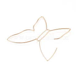 真鍮製ダングルピアス  ワイヤーラップピアス  蝶  ゴールドカラー  61x59x1mm  ピン：1mm&nbsp;EJEW-H106-01G