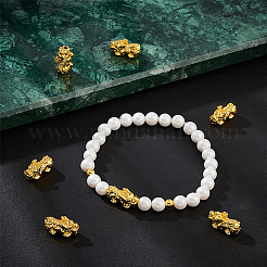 18個の合金ビーズ  中国語キャラクターカイとピクシー  24KGP本金メッキ  15x7x7mm  穴：2mm&nbsp;PALLOY-BC0001-16B