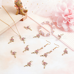合金エナメルチャーム  ラインストーン付き  ライトゴールド  フラミンゴ  スミレ  30x16x4mm  穴：1.4mm  21個/箱&nbsp;ENAM-OC0001-11