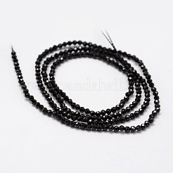 ガラスビーズ連売り  多面カット  ラウンド  ブラック  2mm  穴：0.5mm  約175個/連  14.5インチ&nbsp;G-K185-09A