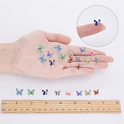 プラスチックカボション  蝶  DIY工芸品の装飾用  ミックスカラー  8~13x10.5~15x2.5~3.5mm  80個/箱&nbsp;KY-SC0001-05