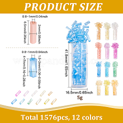 12種類の不透明＆透明ガラスツイストビューグルビーズ  丸い穴  ミックスカラー  4~7x1.5~2mm  穴：0.8~1mm  約5g /スタイル&nbsp;GLAA-ME0001-47