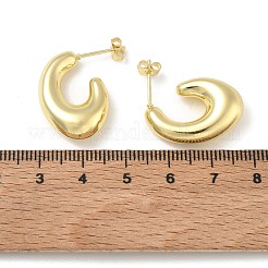 真鍮製スタンドピアス  ハーフフープピアス  ゴールドカラー  23x6.5x23mm&nbsp;KK-CBAD851-25G