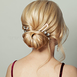12個 3色合金ヘアフォーク金具  女性のためのヘアアクセサリー  ミックスカラー  99x19.5x2mm  4個/カラー&nbsp;AJEW-GO0001-50