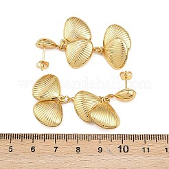 304ステンレススチールダングルスタッドピアス  ゴールドカラー  シェル形状  47.5mm&nbsp;EJEW-P325-05B-G
