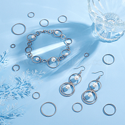 100個 5スタイル 304ステンレススチール リンキングリング  丸いリング  ステンレス鋼色  8~25x1mm  内径：5.5~22.5mm  20個/スタイル&nbsp;STAS-DC0008-92