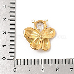 304ステンレススチールコネクタチャーム  花のリンク  イオンプレーティング（ip）  ガラスと  ゴールドカラー  23.5x23x7mm  穴：1.4mm&nbsp;STAS-L280-30G
