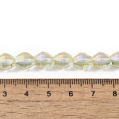 電気メッキガラスビーズセット  双円錐形  ハーフリアンボウメッキ  多面カット  淡黄色  9x7.5mm  穴：1.2mm  約46個/連  15.91インチ（40.4cm）&nbsp;EGLA-L045-H-HR01