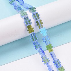 透明電気メッキガラスビーズ連売り  ABカラーメッキ  クマ  藤紫色  9~9.5x8x2.5mm  穴：0.7mm  約45個/連  16.46インチ（41.8cm）&nbsp;GLAA-F122-05A
