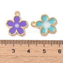 合金エナメルチャーム  ゴールドカラー  花のチャーム  ミックスカラー  17x15x1.5mm  穴：1.8mm&nbsp;ENAM-R147-10G