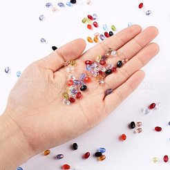 電気メッキされた透明なチェコガラスビーズ  多面カット  ライス  ミックスカラー  7x4.5~5mm  穴：1mm  約240個/袋&nbsp;GLAA-I045-03