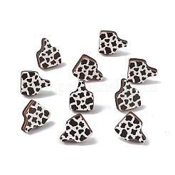 天然木のスタッドピアス  女性用316ステンレスジュエリー  ティアドロップ模様  14x11mm  ピン：0.6mm&nbsp;EJEW-C013-01F