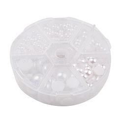 1箱のabsプラスチック製パール調ドームカボション  半円  ホワイト  4~12x2~6mm  約690個/箱&nbsp;SACR-X0002-B