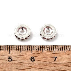 真鍮製マイクロパヴェキュービックジルコニアビーズ  長持ちメッキ  ラックめっき  フラットラウンド  銀  7.5x2.5mm  穴：1.6mm&nbsp;KK-R216-10B-S02