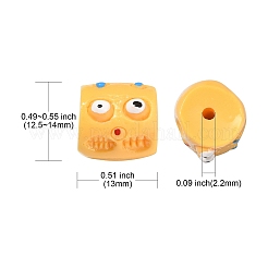 不透明樹脂ビーズ20個。  怪物の顔をした柱  ミックスカラー  12.5~14x13mm  穴：2.2mm&nbsp;RESI-CJ0002-97