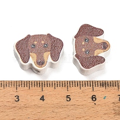 プリントウッドビーズ  犬  シエナ  15x20x6mm  穴：2.5mm&nbsp;WOOD-D289-01E