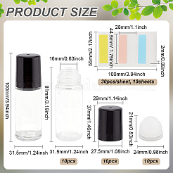 透明ガラスローラーボールボトル  詰め替え式ボトル  プラスチックカバー付き  ペットのメモパッド  ミックスカラー  3.15x10cm  10セット&nbsp;AJEW-BC0007-35