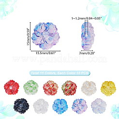 透明ガラスビーズ  花  ミックスカラー  15x15.5x7mm  穴：1~1.2mm  10個/セット&nbsp;GLAA-GA0002-12