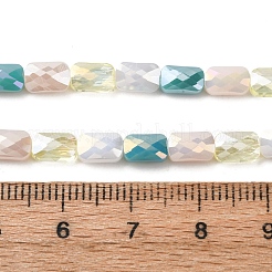 電気メッキガラスビーズセット  長方形  多面カット  グラデーションカラー  ティール  7x4x3.5mm  穴：1mm  約60~63個/連  16.14''~16.92''（41~43センチメートル）&nbsp;EGLA-D300-05-12