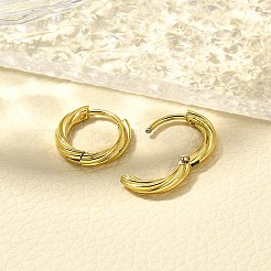 女性用304ステンレスフープピアス  イオンプレーティング（ip）  ツイストリング  14KGP本金メッキ  13.5x2.5mm&nbsp;EJEW-M068-14G-07