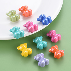 真珠色の不透明なアクリルビーズ  片穴  クマ  ミックスカラー  22x18.5x13mm  穴：3.5mm&nbsp;MACR-S373-39I