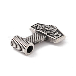 304ステンレススチール製手磨きペンダント  トールのハンマー  アンティークシルバー  42x30x7.5mm  穴：6mm&nbsp;X-STAS-G267-20AS