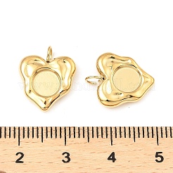 304ステンレススチールペンダントカボションセッティング  ハート  18KGP本金メッキ  トレイ：6mm  15x12.5x3mm  穴：3.5mm&nbsp;STAS-A089-09G
