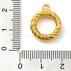 イオンプレーティング（IP）304ステンレスペンダント  ツイストリングチャーム  18KGP本金メッキ  18.5x15.5x4mm  穴：2mm&nbsp;STAS-M070-11G