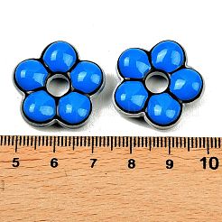 手作りのガラスエナメルビーズ  花  染め＆加熱  ディープスカイブルー  24x24.5x7~8mm  穴：5.8mm&nbsp;GLAA-K070-06A
