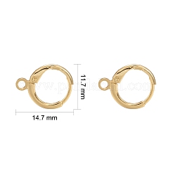真鍮製のハギーフープピアス  水平ループ付き  長持ちメッキ  カドミウムフリー＆鉛フリー  18KGP本金メッキ  14.7x11.7x2mm  穴：1.8mm&nbsp;KK-L179-04G