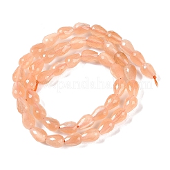 キャッツアイビーズ連売り  多面カット  ティアドロップ  桃パフ  8x6mm  穴：0.9mm  約45個/連  14.76~14.96インチ（37.5~38cm）&nbsp;CE-N014-02C-05