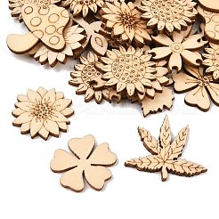 未完成の木製の切り抜き  花  DIYクラフト用品  バリーウッド  23.5~29x21.5~32x2.5mm  約50個/袋&nbsp;WD-CBACC5B-17