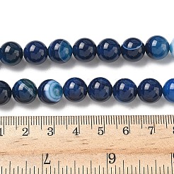 天然バンデットアゲートビーズ連売り  染め＆加熱  ラウンド  グレードA  ブルー  10mm  穴：1.4mm  約38個/連  15.16''（38.5センチメートル）&nbsp;G-I392-A01-10mm