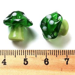 手作りのランプワークの凹凸のあるビーズ連売り  キノコ  グリーン  16~17x14.5~16.5x14~16mm  穴：1.2~1.8mm  約30個/連  17.13~19.76''（43.5~50.2センチメートル）&nbsp;LAMP-A004-06D