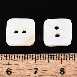 淡水シェルボタン  2穴  正方形  貝殻色  10~11x10~11x2~3mm  穴：1.6mm&nbsp;BUTT-T013-09
