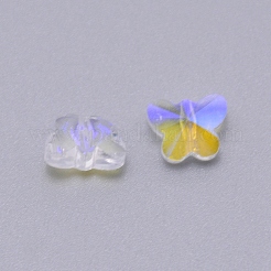 透明な電気メッキガラスビーズ  多面カット  蝶  ABカラーメッキ  クリアAB  8x10x5.5mm  穴：1mm&nbsp;GLAA-P037-02A-AB04