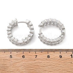 真鍮マイクロペーブキュービックジルコニアハギーフープピアス  長持ちメッキ  リング  透明  プラチナメッキ  22x6mm  ピン：0.9mm&nbsp;EJEW-K083-37P-B