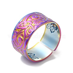 イオンプレーティング(IP) 304 ステンレススチール アイオープン カフリング 女性用  虹色  usサイズ7 1/4(17.5mm)&nbsp;RJEW-M149-35RC