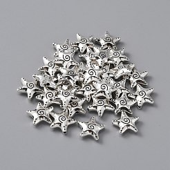 合金ビーズ  スター  アンティークシルバー  15x15.5x4.5mm  穴：1.5mm&nbsp;FIND-WH0112-27AS