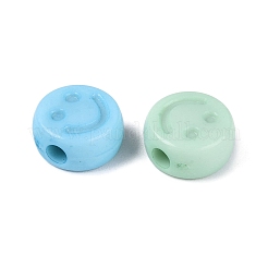 不透明なアクリルビーズ  笑顔とフラットラウンド  ミックスカラー  9.5x5mm  穴：2mm  約1470個/500g&nbsp;OACR-Q199-12