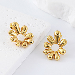 女性用304ステンレススチールスタッドピアス  花  ゴールドカラー  25x20mm&nbsp;LS-ET2893