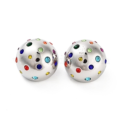 304ステンレススチールスタッドピアス  ラインストーン付き  女性のためのジュエリー  半円  ステンレス鋼色  22.5x19.5mm&nbsp;EJEW-K281-15P