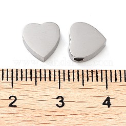 変色しない304ステンレススチールビーズ  ハート  ステンレス鋼色  8x8x3.2mm  穴：2mm&nbsp;STAS-L022-376P