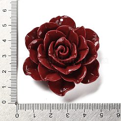 合成貝殻に染めた花の彫刻コネクタチャーム  暗赤色  50x45x19mm  穴：1.2mm&nbsp;CORA-D034-01B