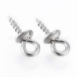 変色防止304ステンレススチール製スクリューアイピンペグベイル  片穴パーツ用  ステンレス鋼色  10x4mm  穴：2mm  ピン：1mm&nbsp;STAS-H410-18P-D
